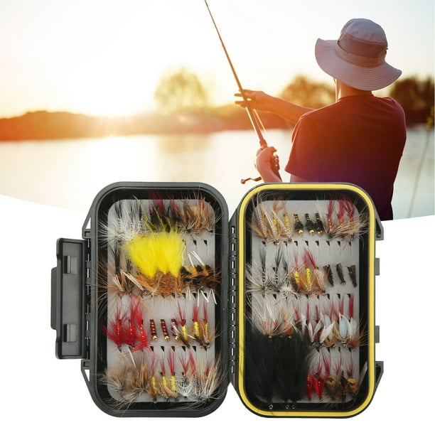 Fyydes Fly Fishing Bait, Perfect Gift Fly Fishing Kit Stainless Steel Bright Colors Fly Design With Waterproof Box For Fish