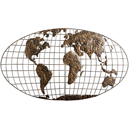 Iron World Map Wall Art - Walmart.com - Walmart.com