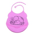 thumbnail image 2 of Los Baberos Impermeables Bebé Niño Silicón con Enrollan para Arriba Limpian Elephant_Rose Red perfecl Baberos para niños pequeños para comer, 2 of 7