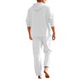 thumbnail image 4 of IWRICH Men's 2 Pieces Linen Set Casual Long Sleeve Button down Hoodies Beach Loose Fir Pants Summer Outfits White XL, 4 of 9