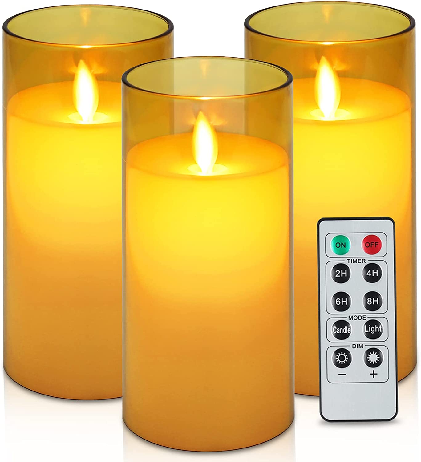 Flameless Candles Flickering Battery Operated Candles Set of 3(D 3" x H