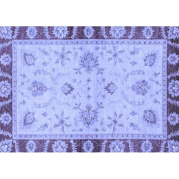 Ahgly Company Machine Washable Indoor Rectangle Oriental Blue Traditional Area Rugs, 6' x 9'