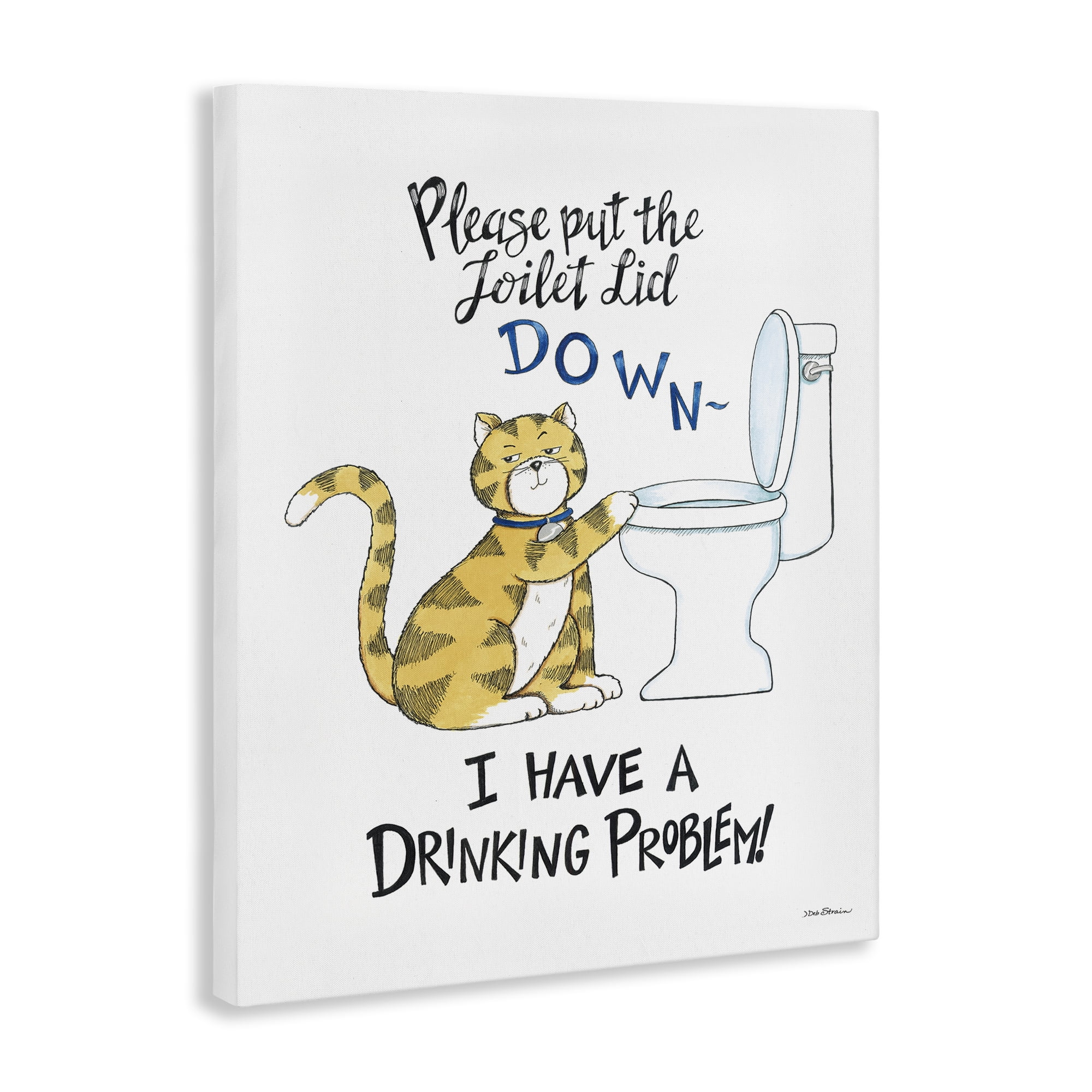 Stupell Industries Funny Cat & Toilet Animals Painting Wrapped Canvas Art Print Wall Art, 24 x 30