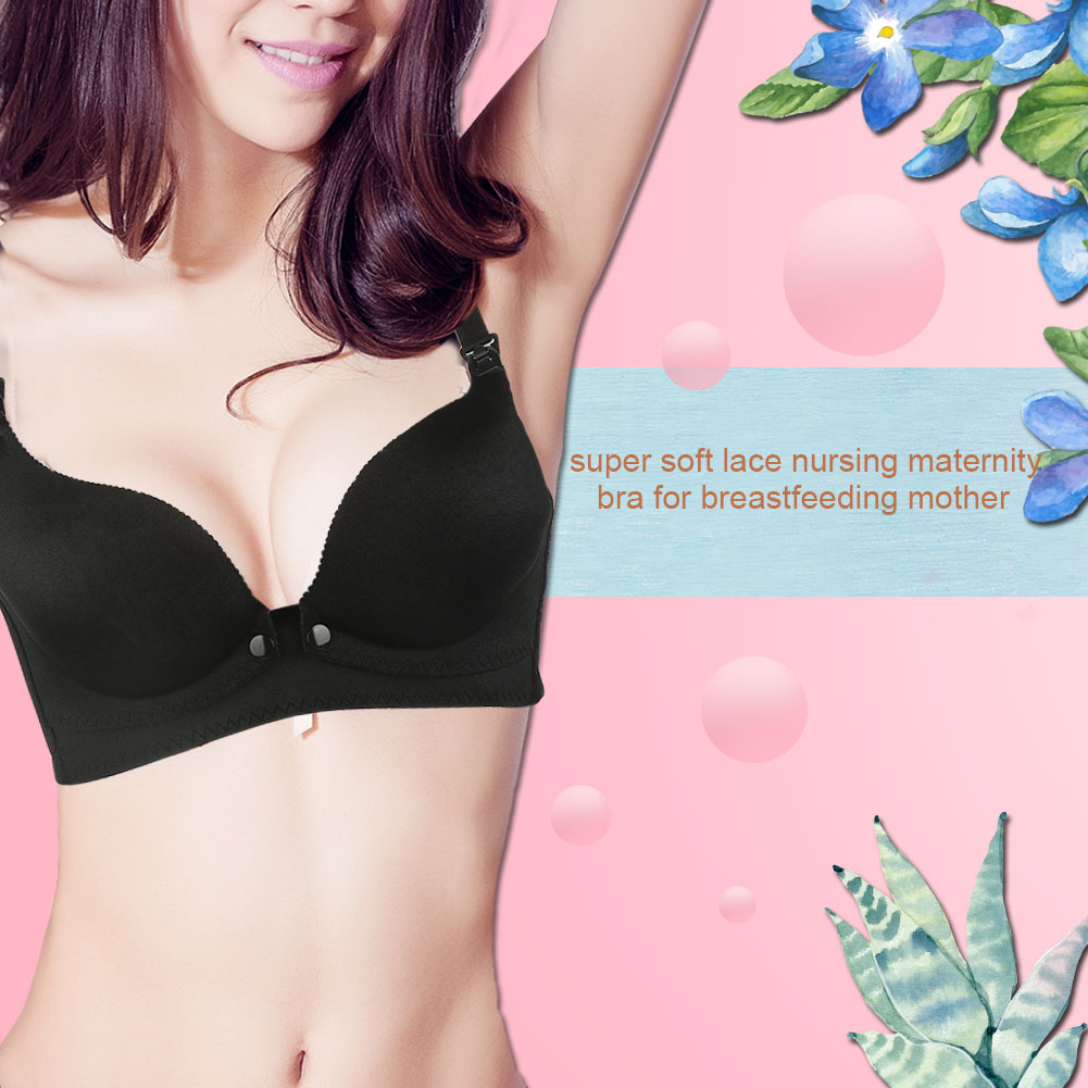 Mgaxyff Mgaxyff Wireless Front Button Nursing Maternity Cotton Bra for Breastfeeding Mother