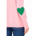 thumbnail image 3 of CeCe womens  Heart Elbow Patch Crew Pullover, m, Pink, 3 of 4