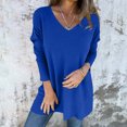 thumbnail image 4 of Plus Size Long Sleeve Shirts for Women Casual V Neck Basic Fall Tops Loose Irregular Pullover Tunic, 4 of 8