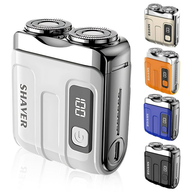 Mini afeitadoras portátiles para hombre 2025, IPX7, resistentes al agua, magnéticas, de doble cabezal, recargables por USB, con un solo botón, afeitadoras eléctricas largas.
