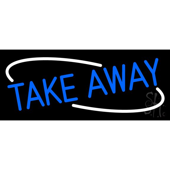 Take Away LED Neon Sign 6 x 15 - inches, Clear Edge Cut Acrylic Backing, with Dimmer - Bright and Premium built indoor LED Neon Sign for Bar decor.