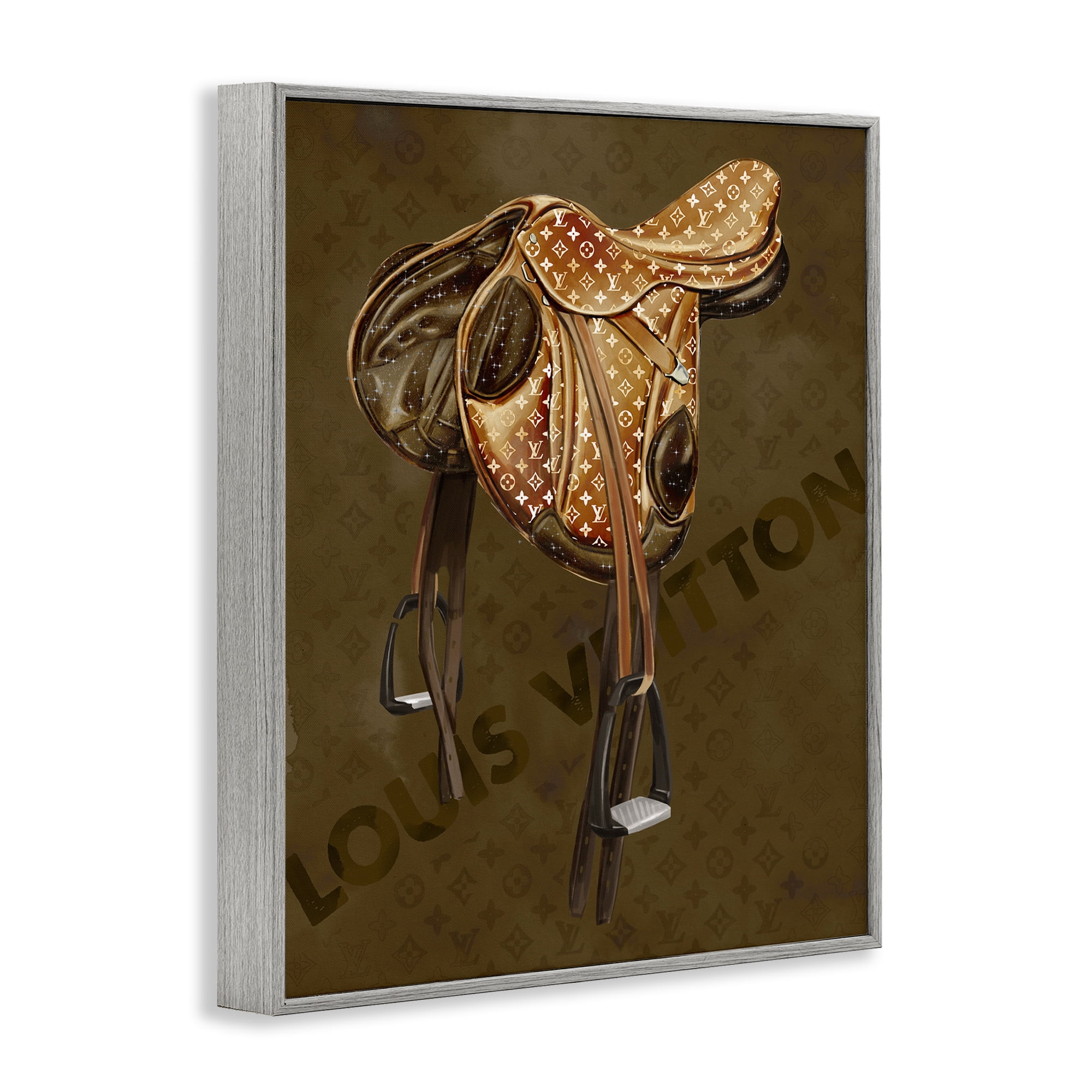 Stupell Industries Glam Patterned Saddle Beauty & Fashion Painting Gray Framed Art Print Wall Art, 11 x 14