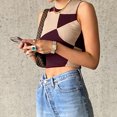 thumbnail image 4 of CreativeArrowy Women Patchwork Tank Top Short, Casual Basic Off The Shoulder Tops, Brown 90s Tank Tops 2021, 4 of 17