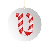 HomeDM Letter U Christmas Ornaments, 3.9" Xmas Hanging Pendant, Funny 26 Letter Christmas Tree Decorations, 2D Flat Acrylic Xmas Alphabet Pendant for Gifts Wreaths Xmas Tree Decor