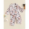 thumbnail image 4 of Elippeo Little Girls Halloween Pajamas Set, Pumpkin Print Long Sleeve Button Down Tops Elastic Waist Pants 2 Piece Set for Fall 12 18 24 Months 3 4 5 Years, 4 of 8
