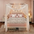 thumbnail image 5 of Amolife Queen Bed Frame, Canopy Bed with Metal Headboard, No Box Spring Needed, White, 5 of 15