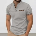 thumbnail image 2 of Mens Polo Shirt Solid Chest Pocket T Shirt Spring Summer Tee Short Sleeve Button Top Grey L, 2 of 6