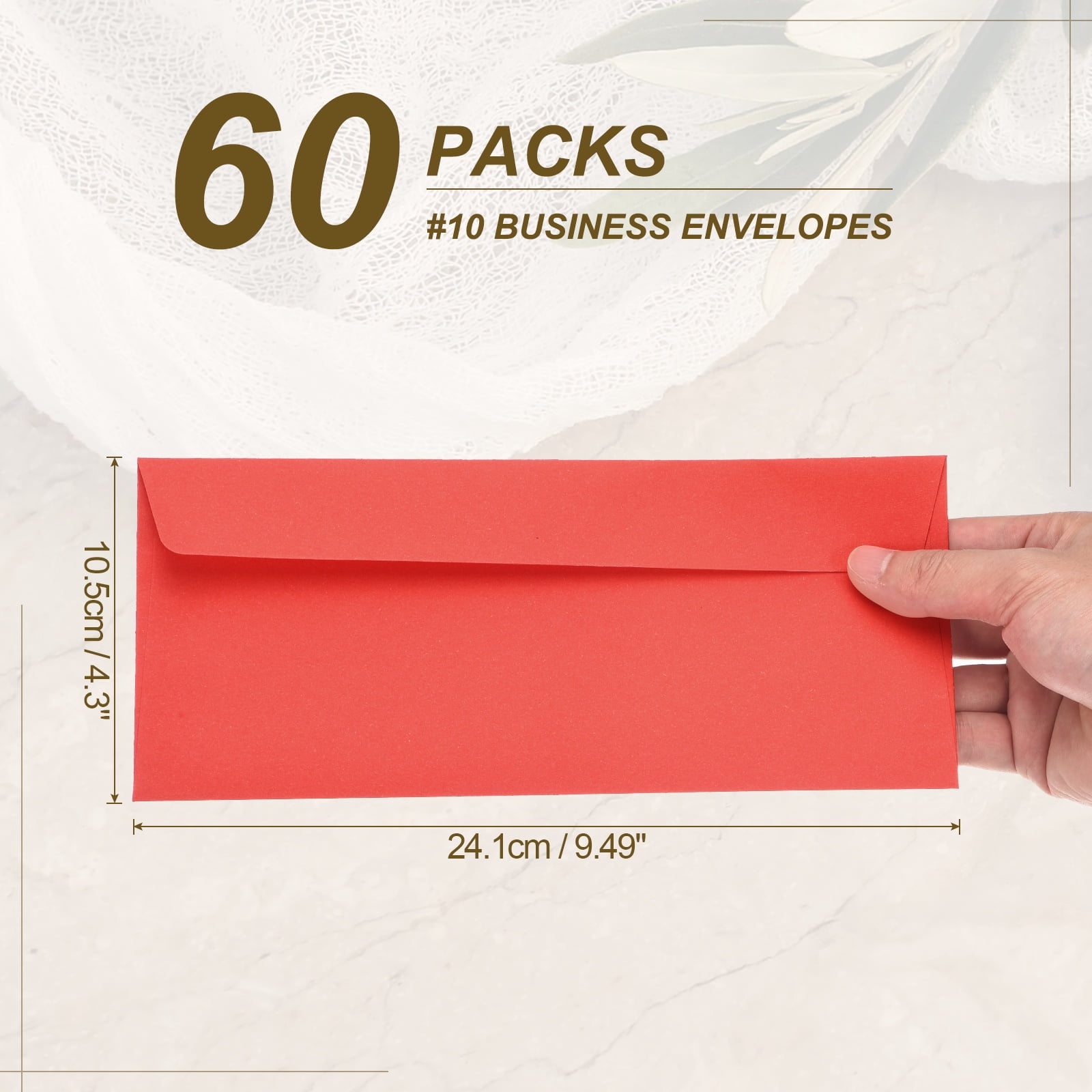 Uxcell 60 Pack Red #10 Business Envelopes, Colored Self Seal Letter Size