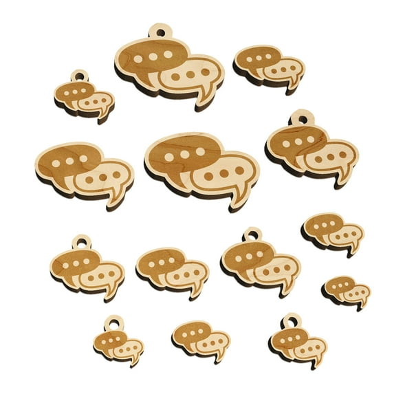 Conversation Discussion Chat Bubbles Icon Wood Mini Charms Shapes DIY Craft Jewelry - With Hole - 14mm (26pcs)