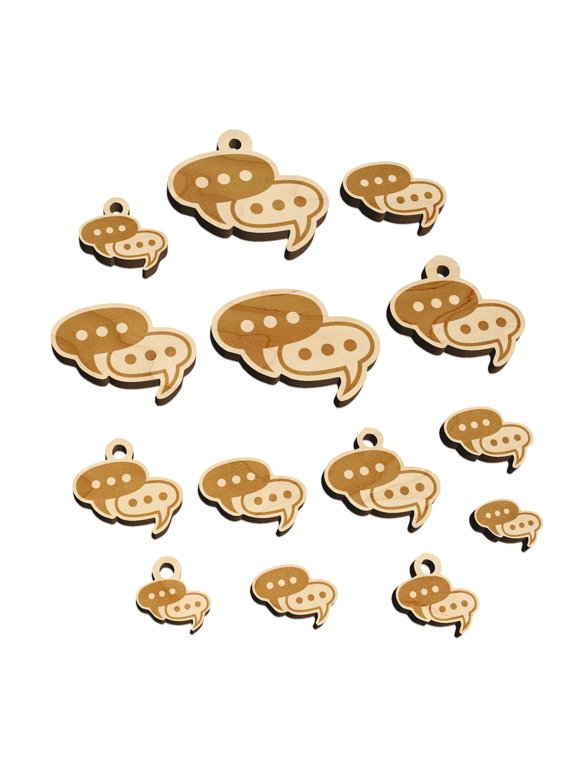 Conversation Discussion Chat Bubbles Icon Wood Mini Charms Shapes DIY Craft Jewelry - No Hole - 18mm (17pcs)