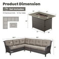 thumbnail image 4 of POCASSY Outdoor Sectional Sofa with Fire Pit Table - All Weather Brown Wicker Patio Furniture Set L Shaped Sectional Sofa with 41" Rectangular Propane Firepit Table - Gray Cushion, 4 of 11