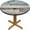 Blue Grey Wood, variant on Summer Palm Leaf Round Table Cloth, Green Jungle Plant Elastic Edge Fitted Wipe Clean Table Cover for Camping Outdoor, Fits Tables Up to 44" Diameter