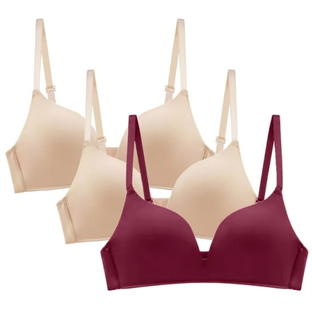 Sinzelimin 3Pcs Women s Push Up Full Coverage Bra No Underwire Breathable Bralettes Seamless Everyday Underwear