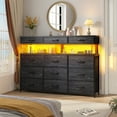 thumbnail image 5 of Dresser for Bedroom with 12 Fabric Drawers,Dresser with LED Lights and Charging Station,Chest of Drawer for Entryway,Living Room,Closet,White, 5 of 8