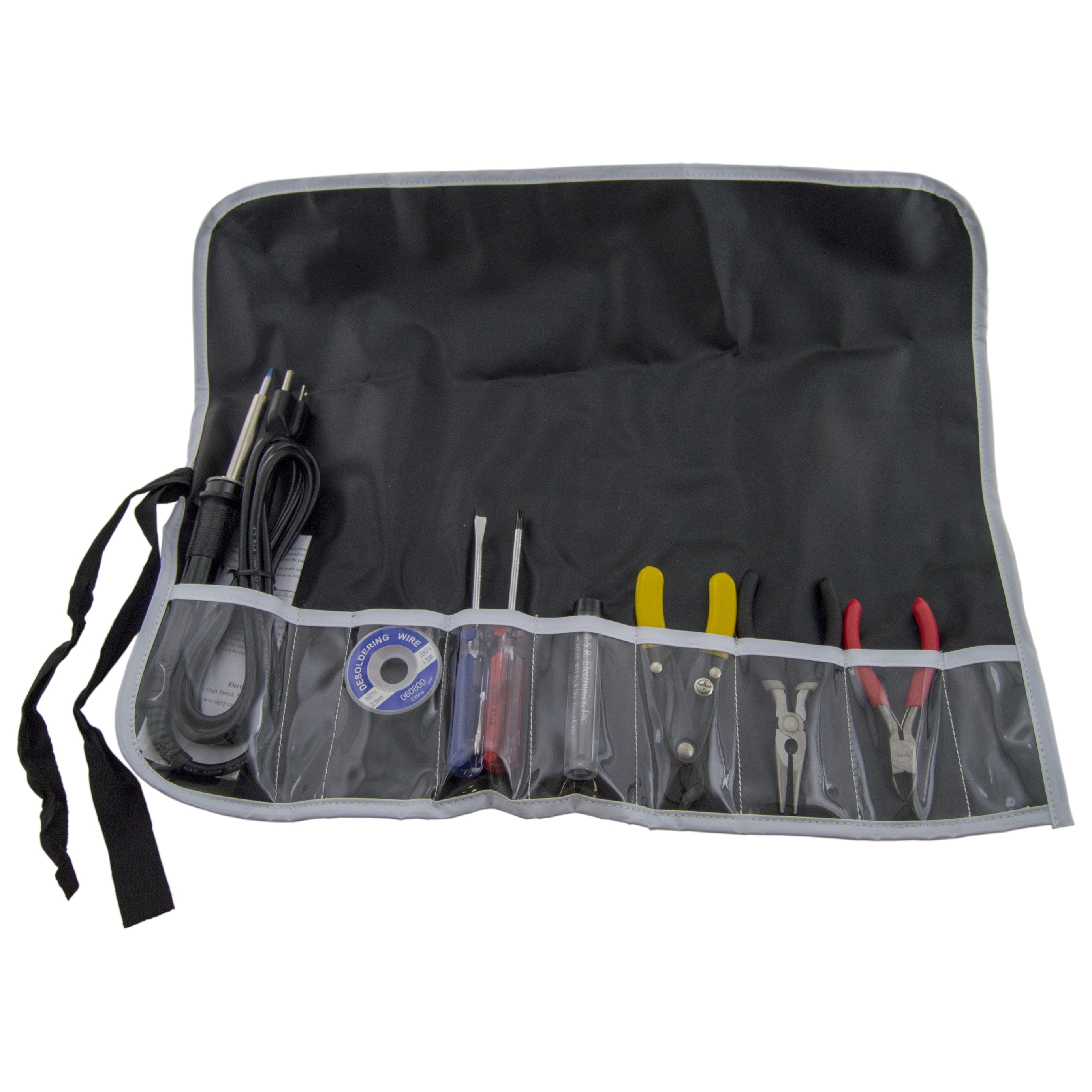 Portable Tool Kit - Includes Soldering Iron, Solder, Wire Stripper, Pliers, Cutter, Screwdrivers