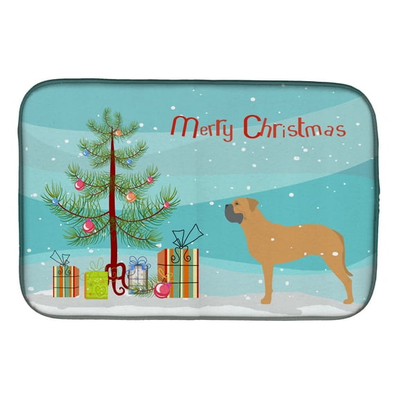 Carolines Treasures BB2989DDM Bullmastiff Merry Christmas Tree Dish Drying Mat