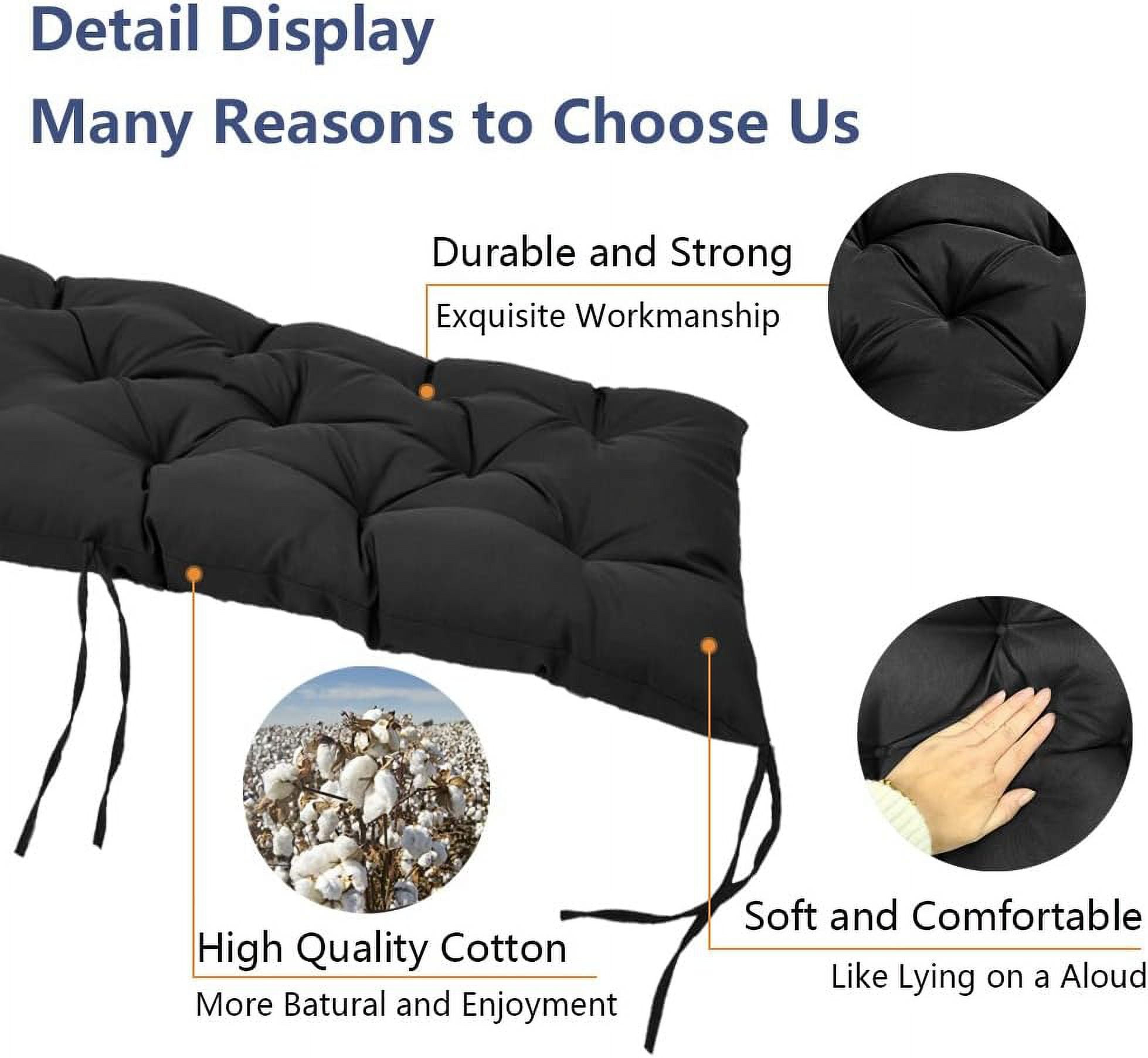 Nvzi Outdoor garden bench cushion, bench cushion, recliner seat cushion suitable for double sofa cushion 39.37 * 19.68 * 3.14 inches, black, 1 piece