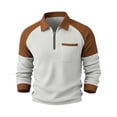 thumbnail image 5 of Aobny Color Block Tshirt for Men Waffle Zip T-Shirts Turtleneck Long Sleeve Big & Tall Tee Shirts,Gray,XL, 5 of 5