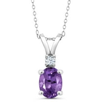 Gem Stone King 1.20 Ct Oval Purple Amethyst 925 Sterling Silver Pendant