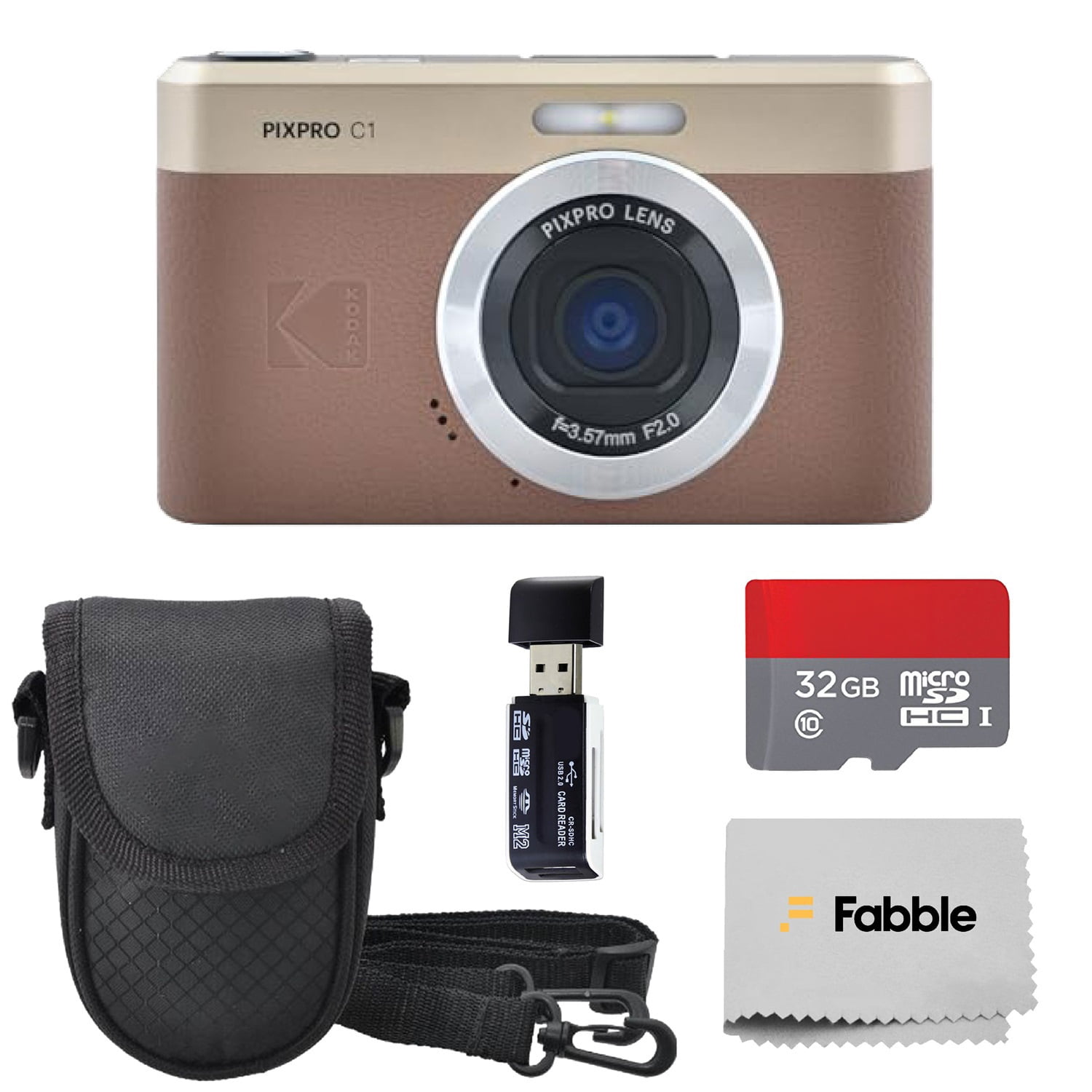 Kodak PIXPRO FZ45 Easy Photo Bundle: White Digital Camera, 64GB SD