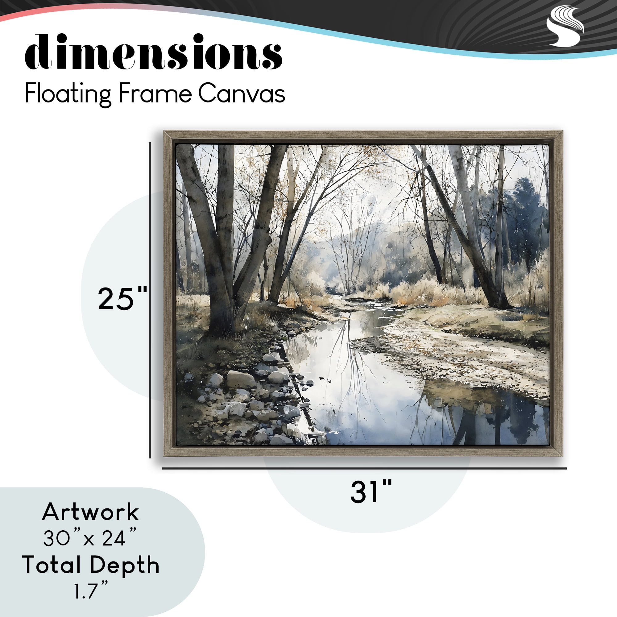 Stupell Industries Serene Reflections at Autumn Creek Brown Framed Floater Canvas Wall Art, design by Franklyn Gregory