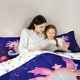 thumbnail image 5 of Feelyou Magic Pink Axolotl Full Size Comforter Sets for Child, Mystic Outer Space Bedding Comforter Set, Dreamy Planet Galaxy Reversible Bedding Sets, Breathable Home Decor, 3-Piece, 5 of 8