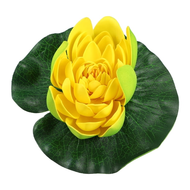 1uds Artificial Flotante Loto Flor, Artificial Loto Flor para Jardín Estanques Piscina Decoración, Amarillo, 3.9"