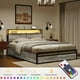 thumbnail image 2 of Bed frame with storage headboard and 4 drawers LED light metal platform noiseless mattress base with sturdy metal slats support My Lux Decor Round, 2 of 9