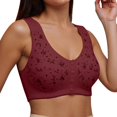 thumbnail image 4 of Dorinao Women's Senior Front Snap Wireless Bra – Cotton Comfort for Elderly & Plus Size, Red, 30A, 4 of 4