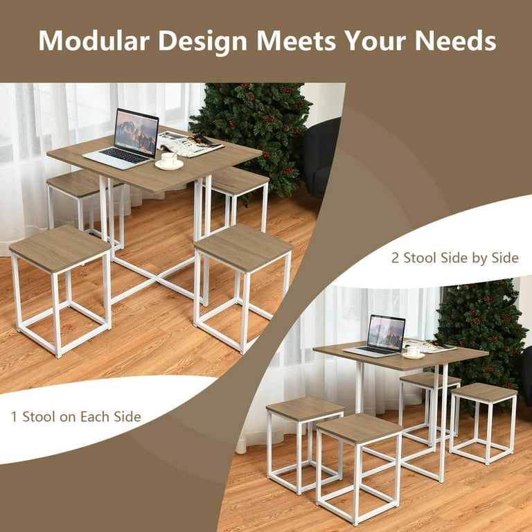Costway 5pcs Compact Dining Set - Kitchen Chairs, Simple Costway 5pcs Compact Dining Set - Kitchen Chairs, Simple