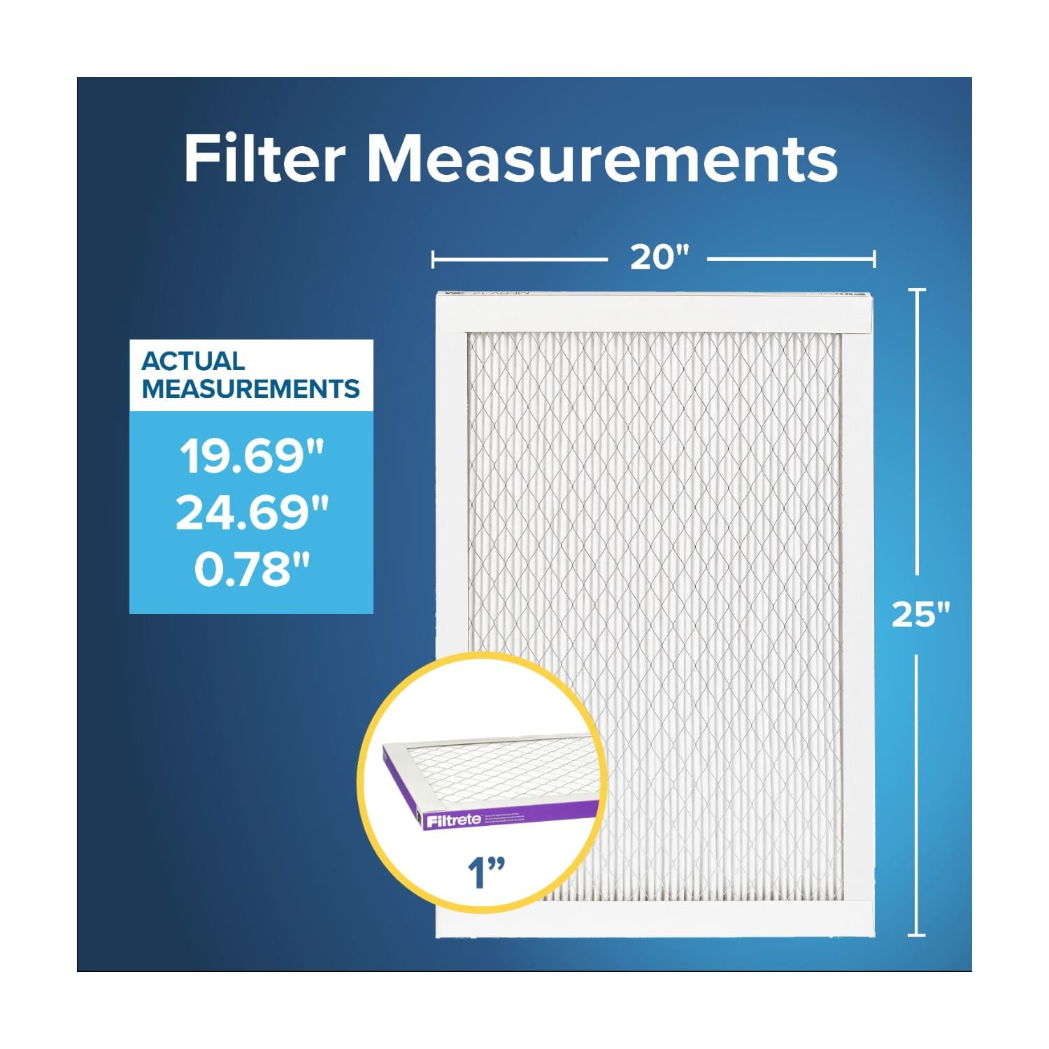 (4 pack) Filtrete 20x25x1 HVAC Furnace Air Filter, MPR 1500 MERV 12, Allergen, Bacteria and Virus, 1 Filter