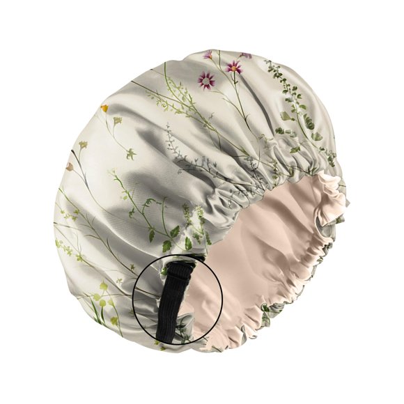 Zewurtuw Capó de Satén Capó de Seda para Dormir Reutilizable Doble Capa Elástico Ajustable Gorros para el Cabello Lindo Estético Mujeres Niñas-Flores