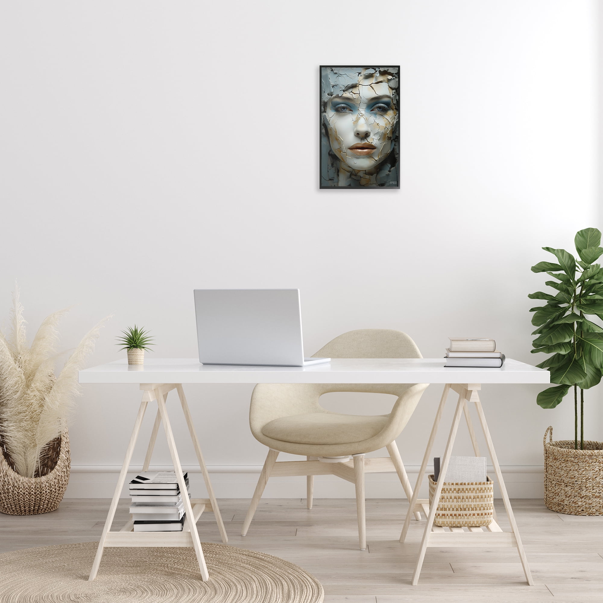 Stupell Industries Cracked Face Abstraction Novelty Painting Black Framed Art Print Wall Art, 12 x 18