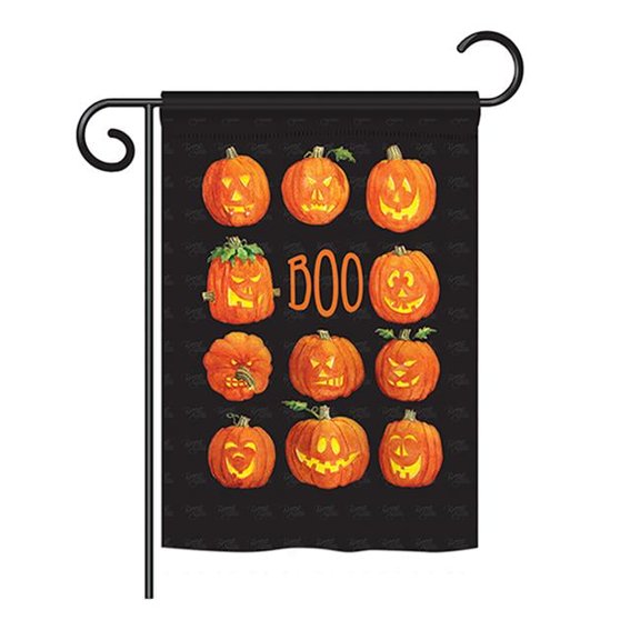 Breeze Decor BD-HO-G-112071-IP-BO-DS02-US 13 x 18.5 in. Seasonal Halloween Impressions Decorative Vertical Garden Flag - Pumpkins Boo Fall