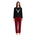 thumbnail image 2 of Apparonia Cotton Matching Pajamas for Couples Long Sleeve Top & Long Pants Sleepwear Pjs Sets FKT-Red & Black Plaid XXL, 2 of 7