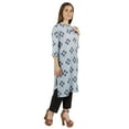 thumbnail image 6 of Moomaya Printed Womens Kurti 3/4 Sleeve Mandarin Collar Straight Kurta Soft Summer Tunic, 6 of 7
