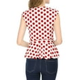 thumbnail image 6 of Allegra K Women's Sleeveless V-Neck Self Tie Wrap Front Dotted Top, 6 of 7