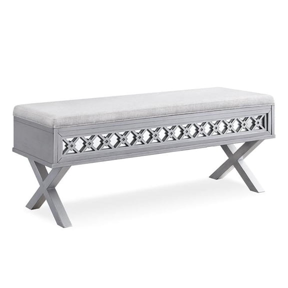 Bowery Hill Contemporary Linen Fabric Upholstered X-Base Bedroom Bench