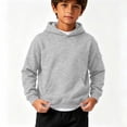 thumbnail image 2 of BLVB Boys Hoodies Casual Solid Color Pullover Long Sleeve Hooded Sweatshirt Kids Fall Clothes 4-15 Years(Gray,4-5Years), 2 of 5