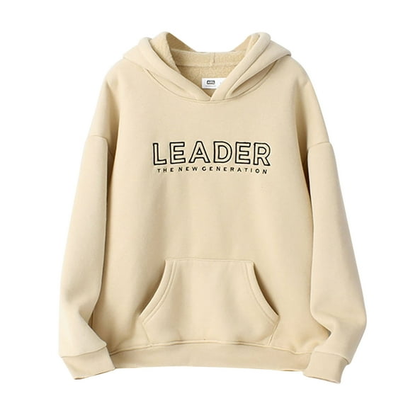 LUOGENLI Boy Sweatshirts Size 14-16 Trendy Little Boys Girls Sweatshirts Long Sleeve Hooded Pullover Toddler Kids Winter Warm Shirt Sweater Tops Beige Size 11-12 Years