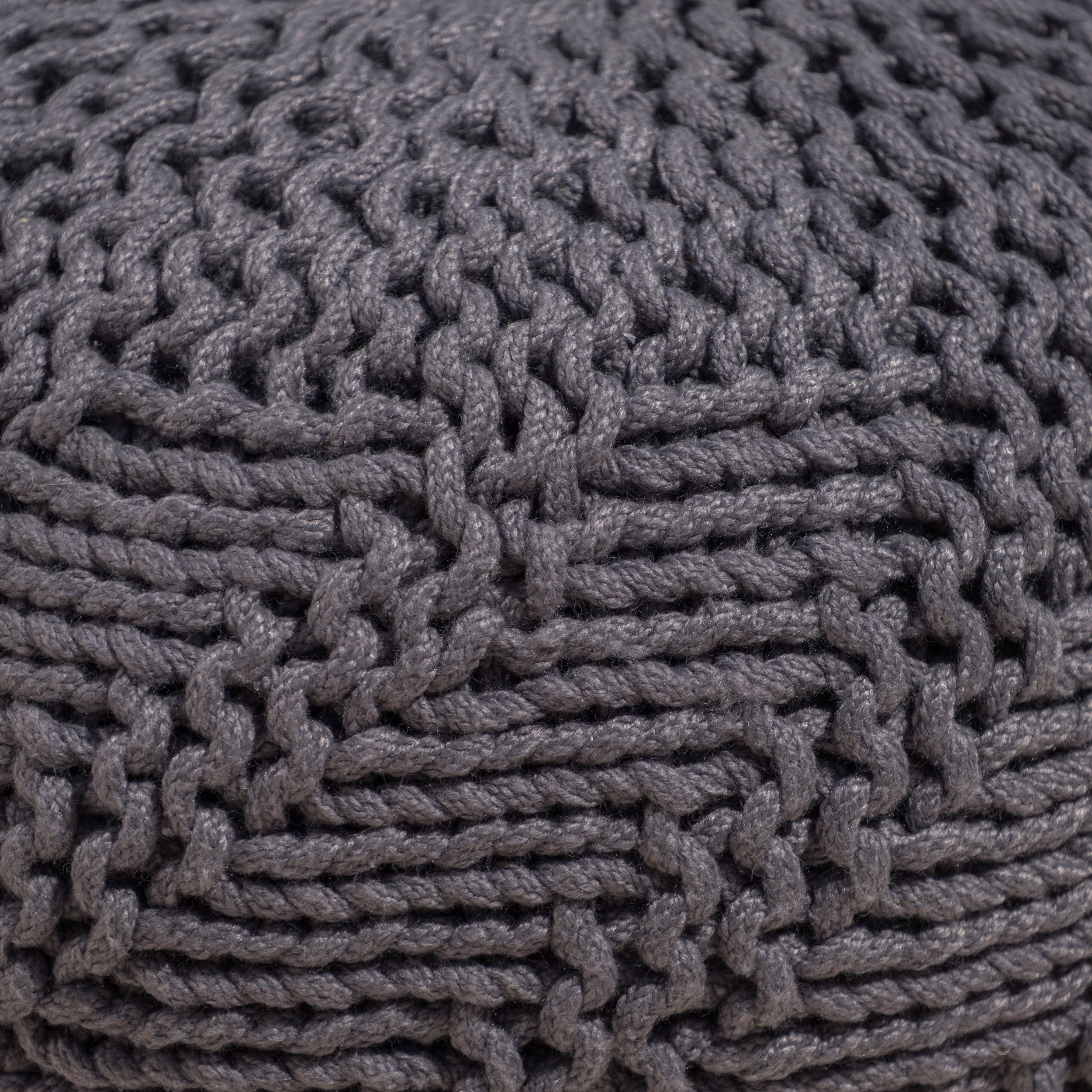 Noble House Indoor/ Outdoor Fabric Weave Pouf,Dark Grey