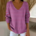 thumbnail image 2 of Sexlip Casual Loose V-neck Long Sleeve Top Striped Printed Comfortable Versatile Daily Wear Chic Top for Women Fashion Apparel Pink XXXXXL, 2 of 6