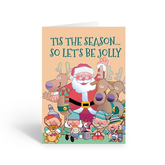 Stonehouse Collection Festive Christmas Cards Boxed Set – Tis the Season… So Let’s Be Jolly – Santa, Reindeer, Elves & Toys – 12 Holiday Cards with Envelopes – Made in USA (Standard)